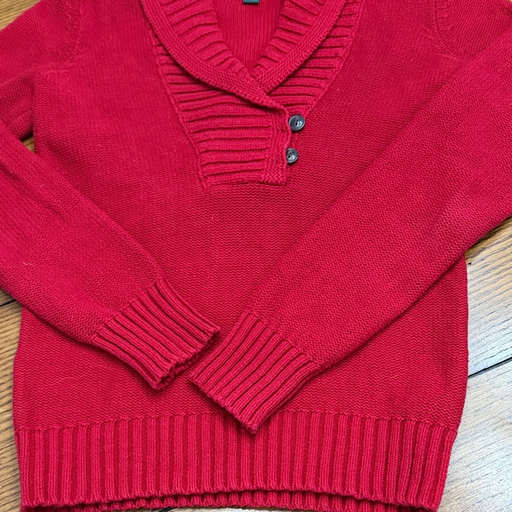 Ralph Lauren Red Shawl Collar Sweater - Picture 3 of 5